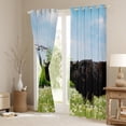 thumbnail image 3 of YST Rustic Curtains Toddler Blackout&nbsp;Curtains Black Bull Print Curtains&nbsp;&&nbsp;Drapes Windmill Decor Window&nbsp;Curtains 42''Wx84''L, Blue Sky Floral Farmhouse Window&nbsp;Treatments, 3 of 6