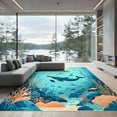 thumbnail image 2 of ODIKA 8'x10' Ultra-Soft Area Rug, Animals Whale Turtle Underwater Cartoon Coral Reef Ocean Nautical None Washable, Bare feet friendly, Silk-Touch for Bedroom, Under Sectional, 2 of 7