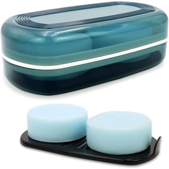 Solid Shampoo Bar Holder, Large Bar Soap Holder, Travel Soap Container, Soap Box with Draining Layer, Soap Case for Bathroom, Traveling, Gym, Camping (Blue Style-1-Large)