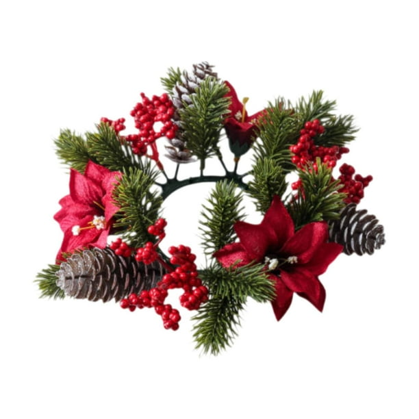 Corona de velas en forma de anillo,Corona de velas navideñas para decorar la mesa,Corona navideña con forma de vela para gabinete de cocina,Vela navideña con forma de anillo de flores