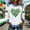 A1660 White, variant on St. Patrick's Day Shirt for Women Glitter Four Leaf Clover Graphic Sweatshirt Long Sleeve Crewneck Raglan Denim Stitching Casual Festival Apparel Gift For Her