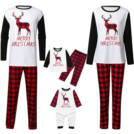 

BrilliantMe Family Pajamas Christmas Matching Set Reindeer Sleepwear Tops Pants Outfits Baby-0-3 Months