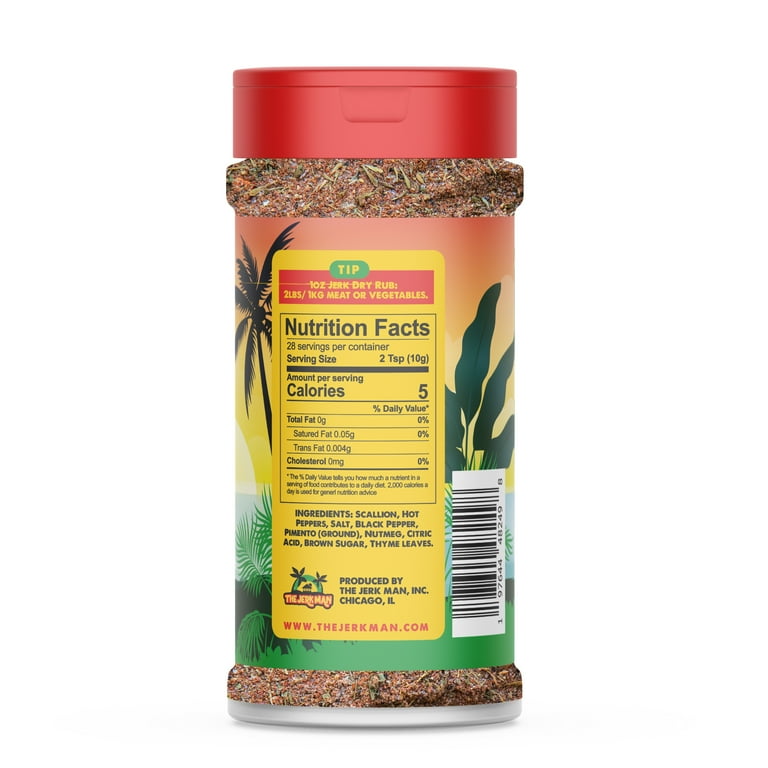 The Jerk Man Spicy Jamaican Jerk Dry Rub Seasoning 3.9 oz for Fish