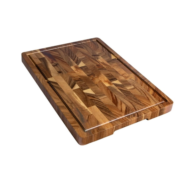 THETCHRY Walnut Wood Cutting Board for Kitchen, End Grain Chopping Board with Juice Groove, Heavy Duty Checkered Board for Cheese and Vegetables, Non