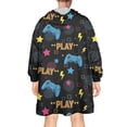 thumbnail image 2 of Wearable Oversized Blanket,Blue Controllers Games Icons Black Pattern Wearable Blanket Hoodie for Adults,Cozy Hooded Blankets with Super Pockets,Super Warm Fuzzy Pullover for Women & Men, 2 of 6