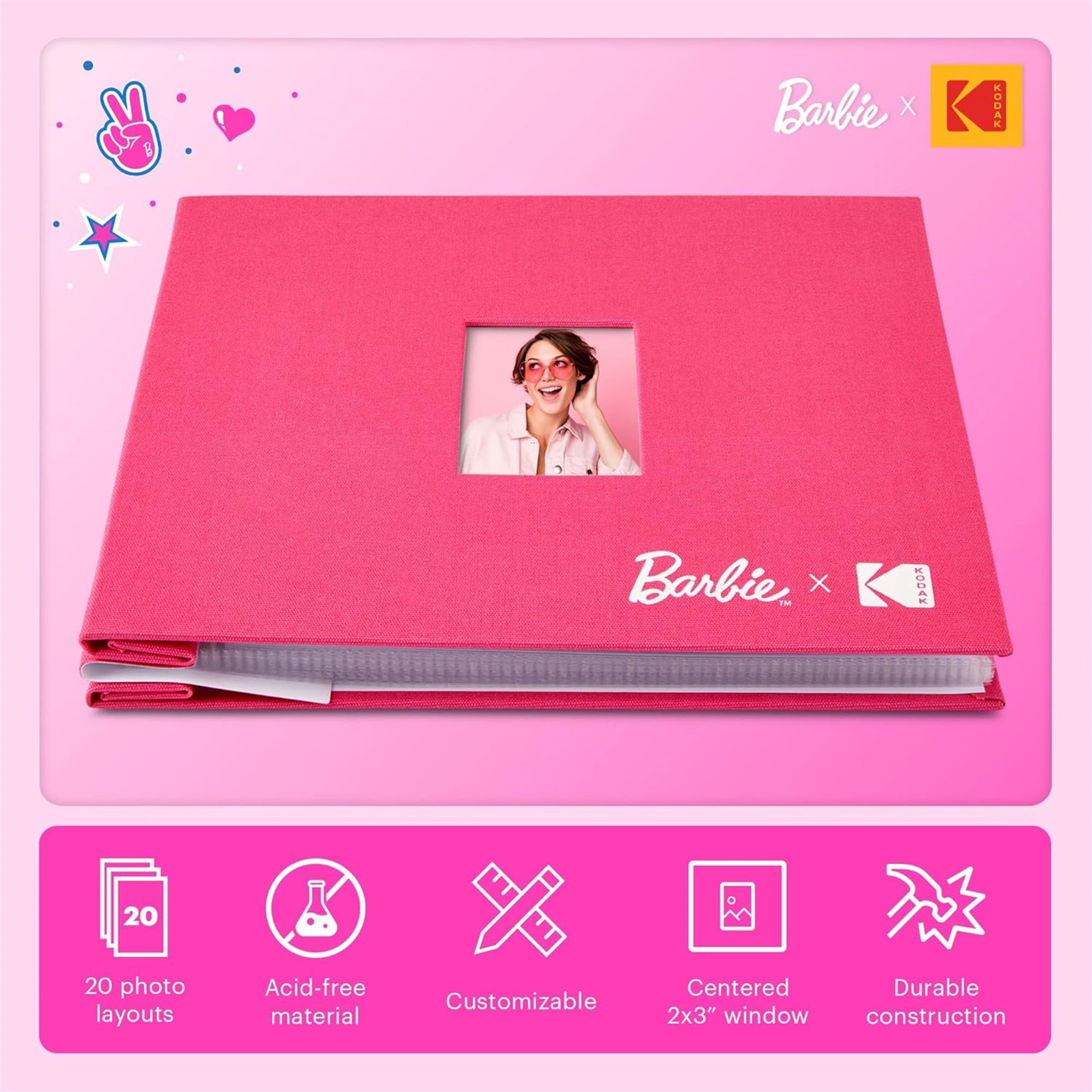 Barbie x Kodak 8x8 Pink Cloth Scrapbook Photo Album