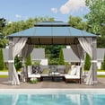 thumbnail image 2 of Erommy  Hardtop Gazebo, Waterproof Aluminum Pavilion with Netting & Curtains for Patio, Garden Dusty Blue 10'x12', 2 of 5