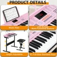 thumbnail image 6 of ZENY 61-Key Portable Electronic Piano LED Display Keyboard Kit W/ Music Stand, Headphones, Microphone, Pink, 6 of 9