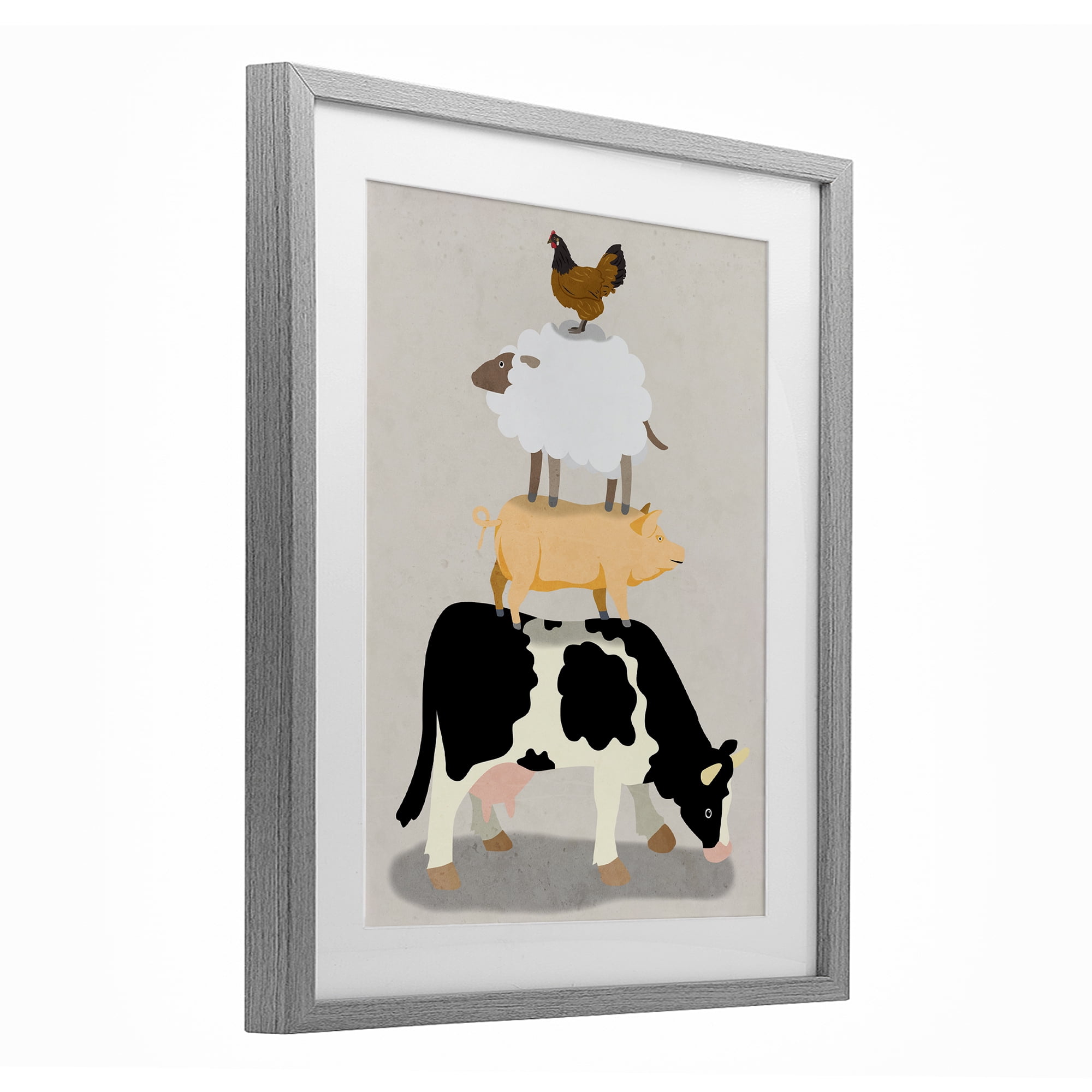 Stupell Industries Farm Stack over Beige Gray Framed Print Under Glass, design by Marcus Prime