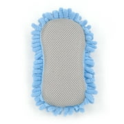 Auto Drive Microfiber Car Wash Sponge with Chenille Pile and Scrubber Back, Blue, 1 Piece