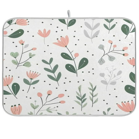 

Kitchen Drying Mat 16x18In Drying Dish Mat Dish Drying Mats Kitchen Countertop Multi-Function Drain Drying Mat Kitchen Table Line Flower