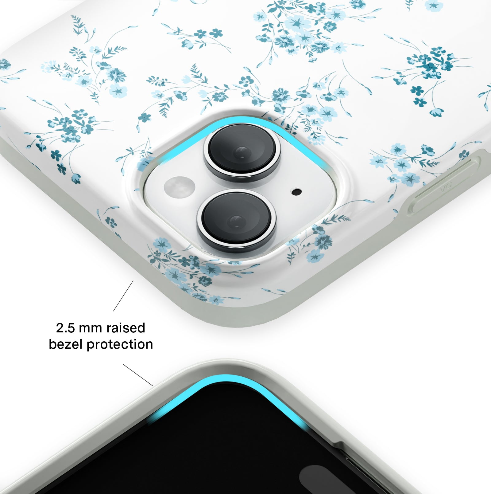 VELVET CAVIAR iPhone 15 Plus Case Flowers - Compatible with MagSafe - Cute Protective Phone Cases for Women - French Blue Floral