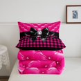 thumbnail image 5 of Manfei Cartoon Cute Bow Full Size Comforter Sets,Geometric Plaid Buffalo Bedding Comforter Set,Black Reversible,3 Pieces,1 Comforter and 2 Pillowcases, 5 of 7