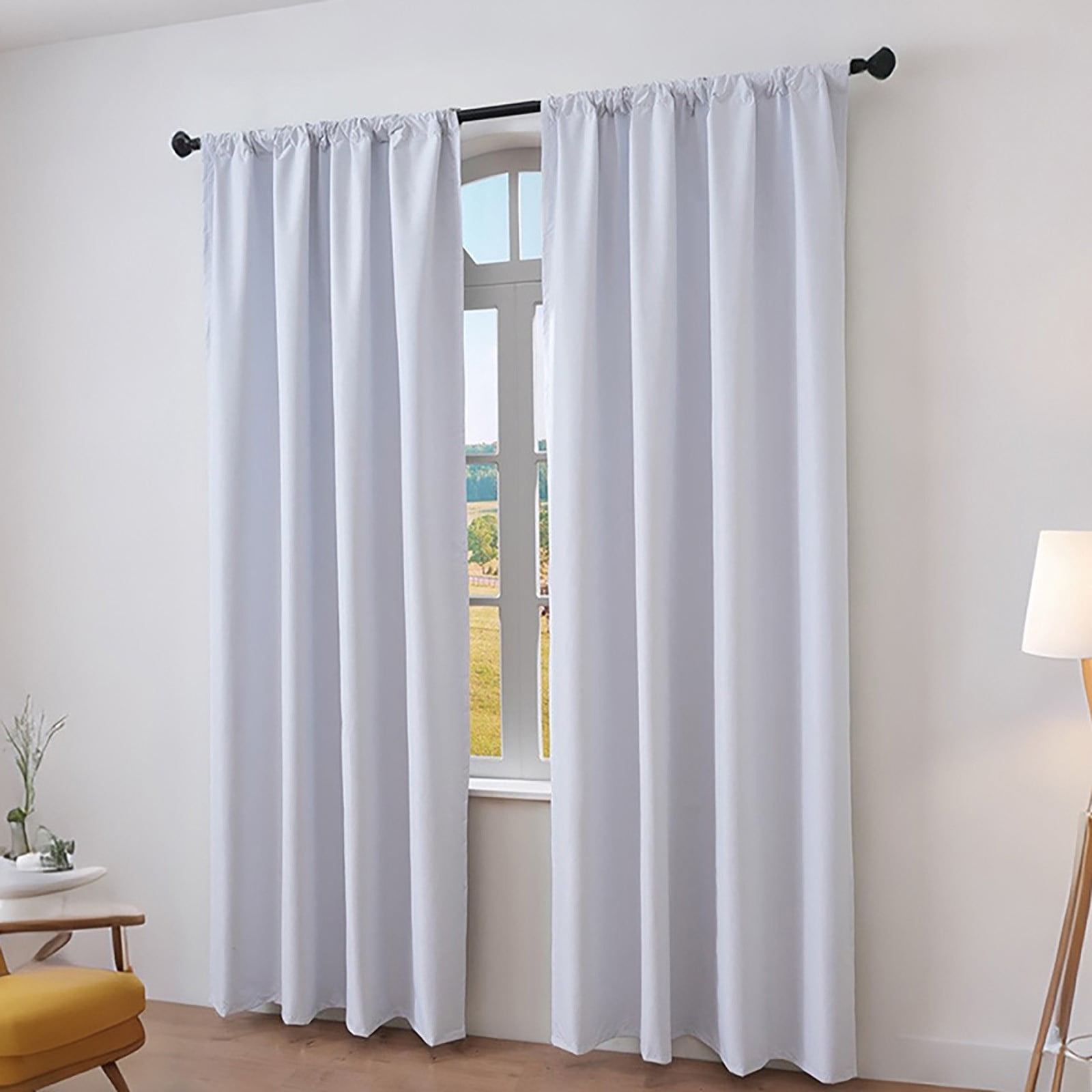 Bxaolu Blackout Curtains for Bedroom - Natural Linen Curtains 53 X 102 inch, Thermal Insulated Blackout 2 Panels Curtains Drapes, Rod Pocket, Darkening Privacy for Living Room, White