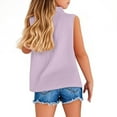 thumbnail image 5 of JTSRKL Girls Summer Button Down Hawaiian Shirts Casual Soft Cotton and Linen Beach Tops Lightweight Sleeveless Solid Color Kids Collared Tees Shirt Purple 11-12 Years, 5 of 8