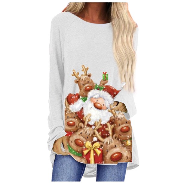 Camisas Navideñas Para Mujer, Camisetas de Manga Larga Con Estampado de Estilo Étnico, Sudadera Informal de Invierno Y Otoño, Jersey Acogedor, Blusa Odeerbi ODB206575