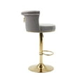 thumbnail image 4 of Bar Stools Set of 2, Swivel Counter Height Bar Stools with Adjustable Height and Footrest, Button Tufted Back Bar Chairs with Nail Trim Decoration for Home Bar Kitchen Island Cafe Pub, Gray, 4 of 9