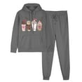 thumbnail image 6 of aohooy 2 Piece Hooded Tracksuit for Women,Women 2 Piece Sportswear Set 2024 Cute Coffee Print Long Sleeve Pullover Sweatshirt Jogger Pants Sweatsuit with Pockets Gray,S, 6 of 6