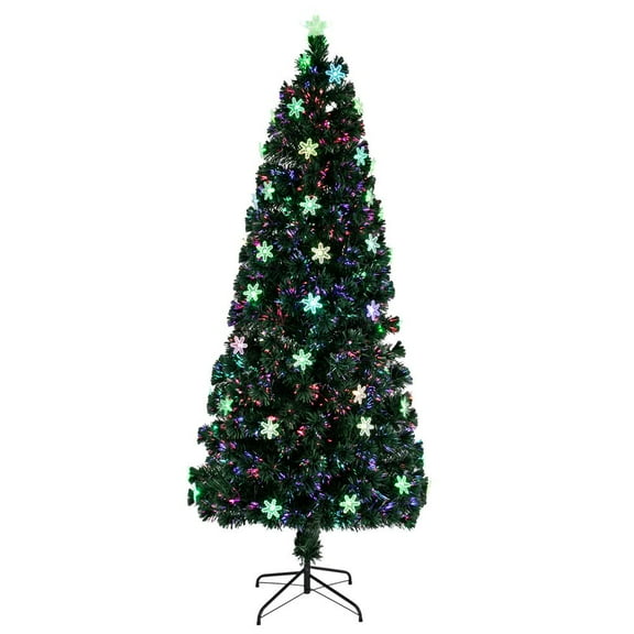 NAWAY 6ft Christmas Tree with with Multi-Colored Light, 230 Branches Tip Xmas Tree with Snowflakes & Top Star for Home Party Holiday Decoration