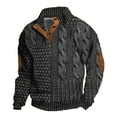 thumbnail image 1 of Men's Fashion Casual Hoodless Sweatshirt Long Sleeve Stand Button Comfortable Relaxed Solid Color Pullover for Daily Wear, 1 of 3