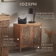 thumbnail image 3 of COZAYH 2 Door Modern Accent Cabinet Mirror Front Storage Sideboard with Metal Legs, Wood, 3 of 11
