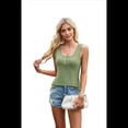 thumbnail image 3 of Camisola de Punto Acanalada para Mujer, Sin Mangas, con Botones Al Frente, Cuello Redondo, Informal, de Verano, Corte Entallado Verde XXL, 3 of 10