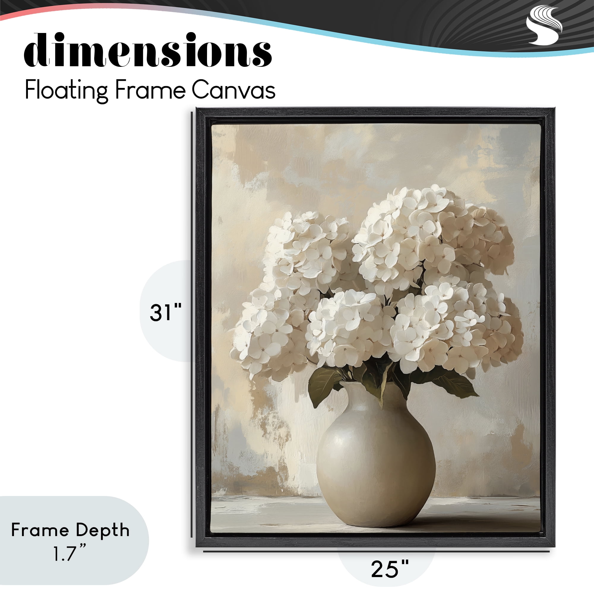 Stupell Industries Vase of Hydrangeas in Bloom Black Framed Floater Canvas Wall Art, design by LSR Design Studio