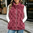 thumbnail image 2 of QATAINLAV Fleece Sherpa Vest for Woman Winter Fuzzy Fluffy Checkered Plaid Sleeveless Zip Up Jacket with Pockets, 2 of 8