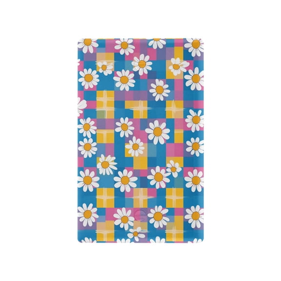 Yayeee Blank Wall Plate Cover 1-Gang 4.5"x2.7" Home Unused Decorative Outlet, Blue Checkered Daisy