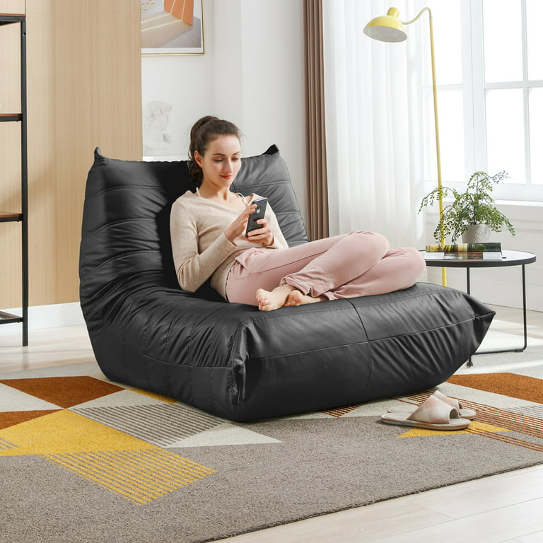 Giant Bean Bag Chair Bed for Adults, Convertible Beanbag Folds from Lazy Chair to Floor Mattress Bed, Large Floor Sofa Couch, Big Sofa Bed, High