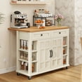 thumbnail image 6 of DWVO Kitchen Storage Cart with Power Outlets, Rolling Kitchen Island with Storage Shelves and Drawers, off-White, 6 of 10