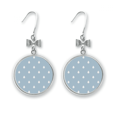 rain drip weather cloud pattern bow earrings drop stud pierced hook