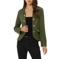 thumbnail image 1 of INSPIRE CHIC Women's Faux Suede Open Front Long Sleeve Button Decor Steampunk Jacket S Green, 1 of 6