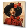 thumbnail image 2 of Designart "Woman with Red Roses Portrait" People Wall Art - Global Red African American Art Entryway Wall Art Print, 2 of 6