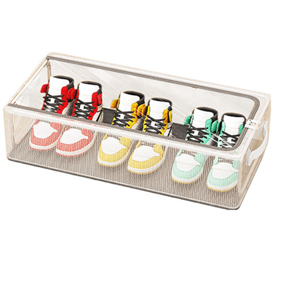 Fmxomd 1 Pack Clear Shoe Boxes Size 12 Shoe Storage Organizer for Closet Stackable Shoes Rack Handbag Organizer Plastic Sneaker Storage Bin with Double Zipper Lid