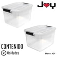 thumbnail image 4 of JOY - Caja de Almacenamiento Apilable, Pack de 2, para Organizador Armario, Juguetes, Ropa, con Broche y Tapa Duradera, 29 Litros de Capacidad, Plástico Libre de BPA, Transparente, 4 of 7