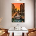 thumbnail image 3 of Elephant Stock Chicago River Wall Art - Vertical Canvas Wall Art - Living Room Wall Decor - Places Canvas - Orange And Teal Decor - 34" x 51", 3 of 8