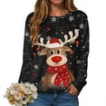 thumbnail image 2 of mgoYE Christmas Womens Clothing Long Sleeve Crewneck Casual Dressy Tops Funny Graphic Christmas Costumes Fall Fashion Outfits(Black,L), 2 of 5