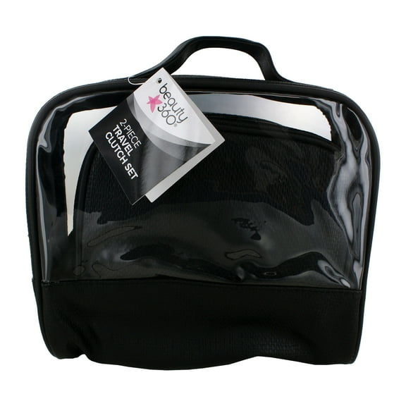 Beauty 360 2-Piece Travel Clutch Set, Black