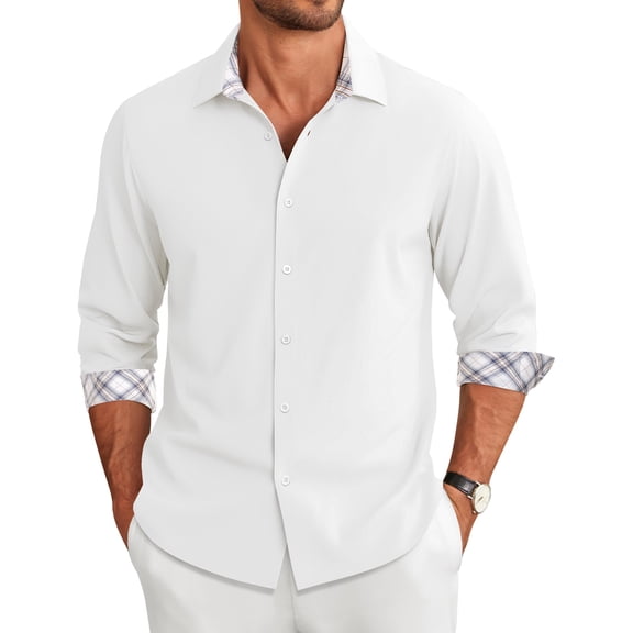COOFANDY Mens Casual Shirts Long Sleeve Button Down Shirt Untucked Dress Shirts for Men