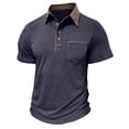 thumbnail image 4 of Kakii Men's Vintage Polo Shirts Fashion Tactical Polos Contrast Collared Shirt with Pocket, 4 of 6
