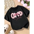 thumbnail image 1 of Women'S Casual "God is Good" Graphic Tee with Pink Bow Design - Short Sleeve, Round Neck, Lightweight Knit Top for Spring/Summer, Fall, Fall Casual Wear | Playful Print Top | Comfortable Fit, 1 of 6