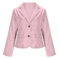 thumbnail image 3 of Women's Solid Color Lapel Long Sleeve Button Loose Blazer Fashion Suit Jacket Pink L, 3 of 6
