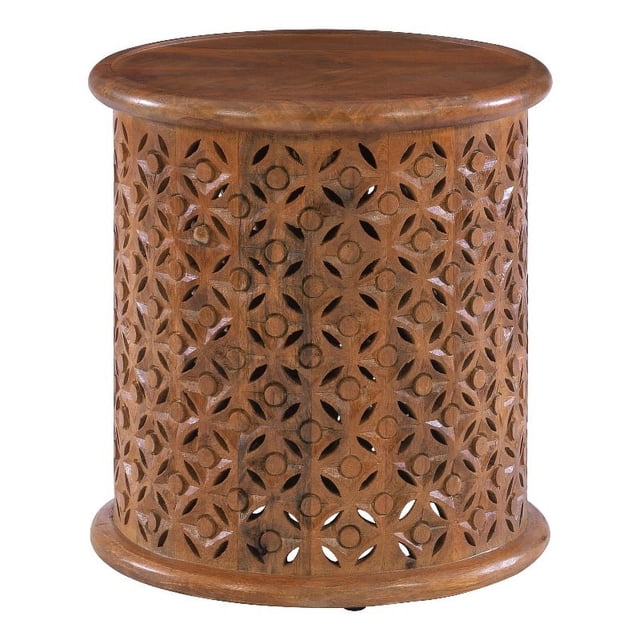 Linon Lainey Wood Side Table in Terra Cotta Orange
