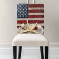 thumbnail image 3 of Retro American Flag Stripe Star Starfish Shell Wood Grain Chair Covers Set of 4 Chair Back Covers Stretch Removable Washable Chairs Slipcovers Chair Protector for Dining Room Kitchen Party Decor, 3 of 5