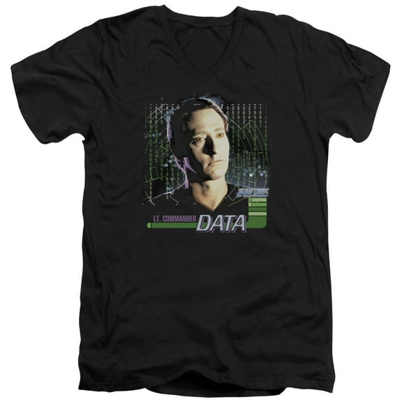 Star Trek Data Adult V-Neck T-Shirt Black