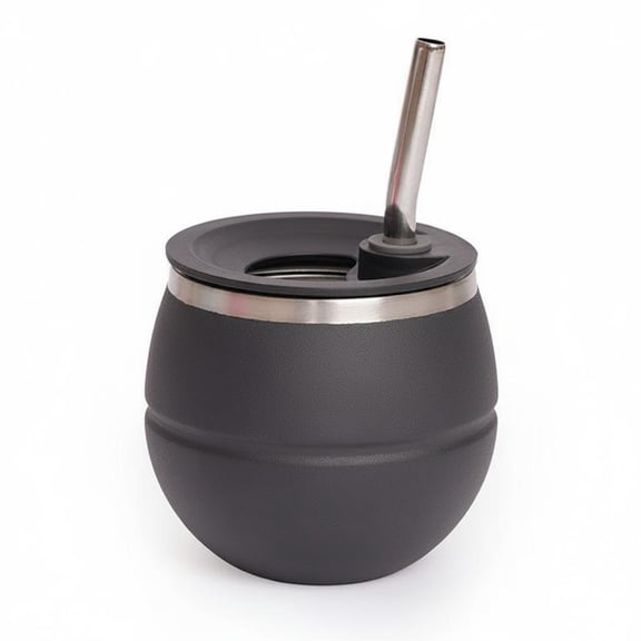 Abbraccia Yerba Mate Mug Insulated Tumbler Drinking Cup 304 Stainless Steel with Curved Straw Lid Hand Wash for Office Students