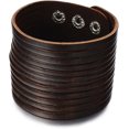 thumbnail image 1 of Pulsera Ancha de Cuero para Hombre y Mujer, Pulsera Envuelta, Cuero Genuino Negro, con Botones automáticos, 1 of 5