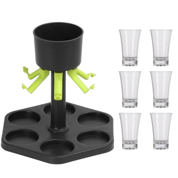 MOQIN 6 Shot Dispenser and Holder, Multiple Shot Pourer with Stopper for Cocktail, Wine and Juice, Party Drink and Beverage Dispenser for Filling Liquids
