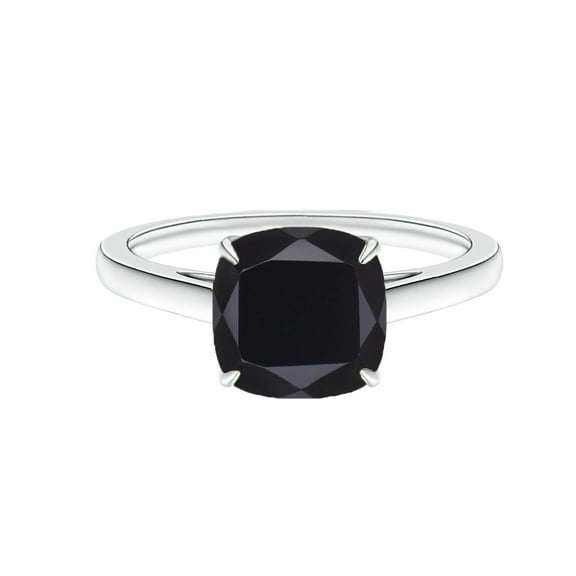 Cushion 2 Ctw Black Spinel Solitaire 925 Sterling Silver Women Statement Ring